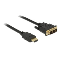 Delock - Kabel adaptéru - jeden spoj - DVI-D s piny (male) do HDMI s piny (male) - 2 m - trojnásobně stíněný - černá - křídlové