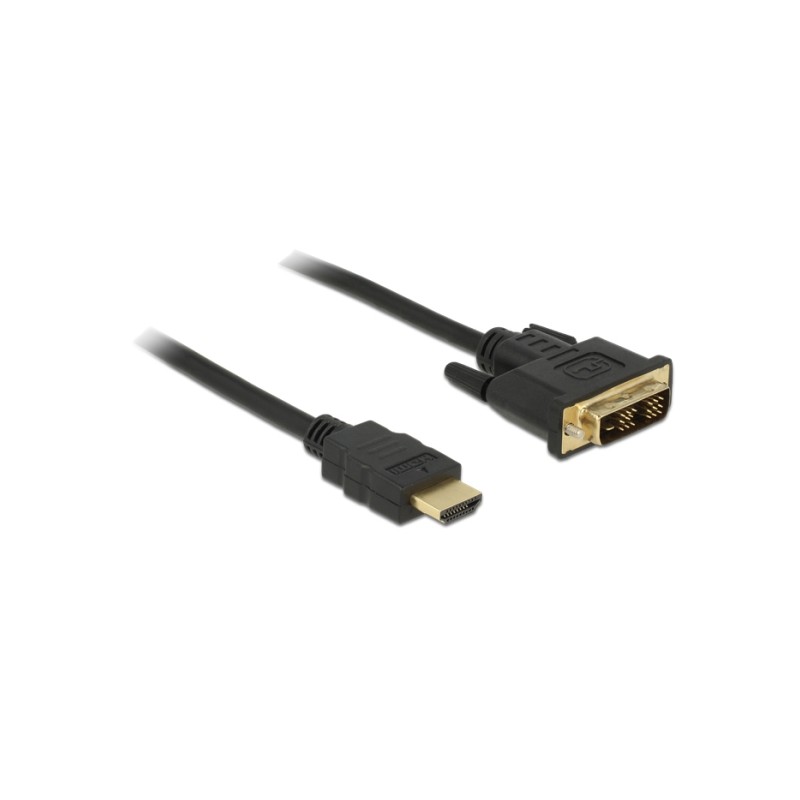 Delock - Kabel adaptéru - jeden spoj - DVI-D s piny (male) do HDMI s piny (male) - 2 m - trojnásobně stíněný - černá - křídlové