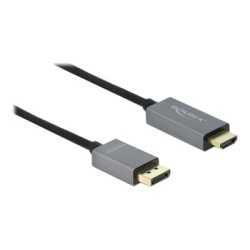 Delock - Kabel adaptéru - DisplayPort s piny (male) do HDMI s piny (male) - 3 m - šedá, černá - podporuje 4K, aktivní