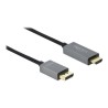 Delock - Kabel adaptéru - DisplayPort s piny (male) do HDMI s piny (male) - 3 m - šedá, černá - podporuje 4K, aktivní