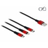 Delock 3 in 1 - Kabel pouze pro nabíjení - USB s piny (male) do Micro USB typ B, Lightning, USB-C s piny (male) - 1 m