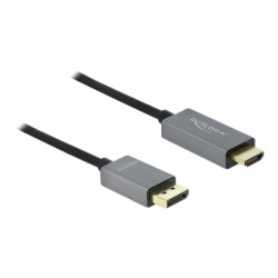 Delock - Kabel adaptéru - DisplayPort s piny (male) do HDMI s piny (male) - 2 m - šedá, černá - podporuje 4K, aktivní