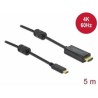 Delock - Kabel video/audio - 24 pin USB-C s piny (male) do HDMI s piny (male) - 5 m - černá - podporuje 4K, aktivní