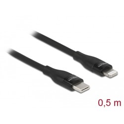 Delock - Kabel Lightning - 24 pin USB-C s piny (male) do Lightning s piny (male) - 50 cm - černá - podpora Power Delivery