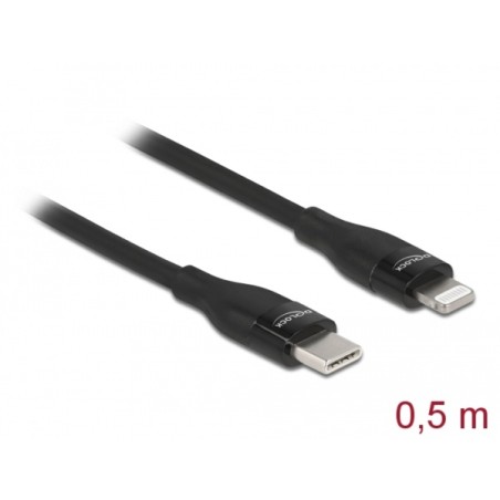 Delock - Kabel Lightning - 24 pin USB-C s piny (male) do Lightning s piny (male) - 50 cm - černá - podpora Power Delivery