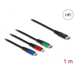 Delock 3 in 1 - Kabel pouze pro nabíjení - 24 pin USB-C s piny (male) do Micro USB typ B, Lightning, 24 pin USB-C s piny… 86596