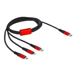 Delock 3 in 1 - Kabel pouze pro nabíjení - 24 pin USB-C s piny (male) do Micro USB typ B, Lightning, 24 pin USB-C s piny… 86711