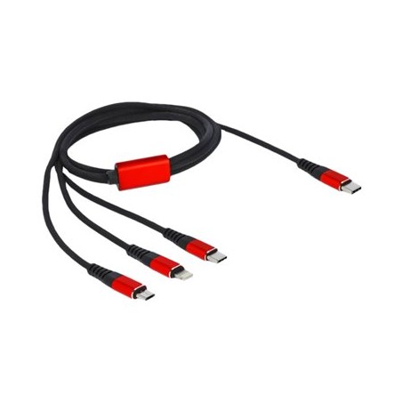 Delock 3 in 1 - Kabel pouze pro nabíjení - 24 pin USB-C s piny (male) do Micro USB typ B, Lightning, 24 pin USB-C s piny… 86711