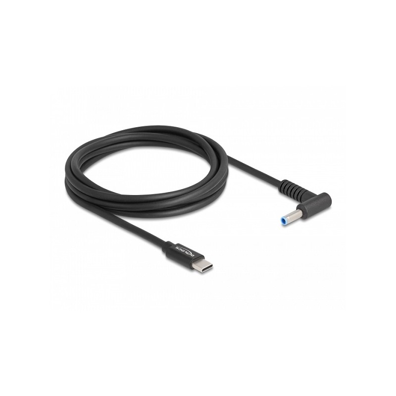 Delock - Elektrický kabel - 24 pin USB-C (M) do DC jack 4,5 x 3,0 mm (M) pravoúhlý - 20 V - 3 A - 1.5 m - černá