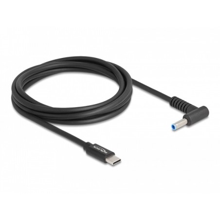Delock - Elektrický kabel - 24 pin USB-C (M) do DC jack 4,5 x 3,0 mm (M) pravoúhlý - 20 V - 3 A - 1.5 m - černá