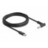 Delock - Elektrický kabel - 24 pin USB-C (M) do DC jack 4,5 x 3,0 mm (M) pravoúhlý - 20 V - 3 A - 1.5 m - černá