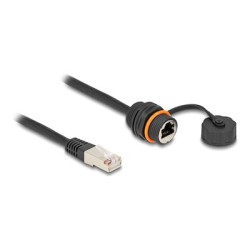 Delock - Sítový prodlužovací kabel - RJ-45 (M) do RJ-45 (F) ochranná cepka - 25 cm - 6 mm - STP - CAT 6a - závit M20, odolnost