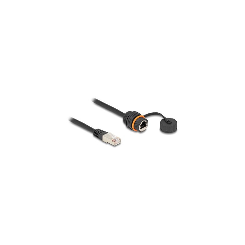 Delock - Sítový prodlužovací kabel - RJ-45 (M) do RJ-45 (F) ochranná cepka - 25 cm - 6 mm - STP - CAT 6a - závit M20, odolnost