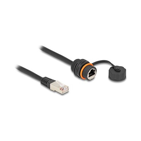 Delock - Sítový prodlužovací kabel - RJ-45 (M) do RJ-45 (F) ochranná cepka - 25 cm - 6 mm - STP - CAT 6a - závit M20, odolnost