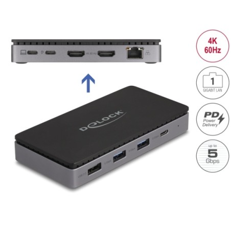 Delock - Dokovací stanice - USB-C / Thunderbolt 3 / Thunderbolt 4 - 2 x HDMI - 1GbE