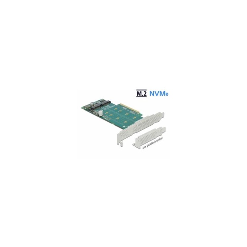 Delock PCI Express x8 Card to 2 x internal NVMe M.2 Key M - Bifurcation - Řadič úložiště - M.2 - M.2 NVMe Card - nízký profil