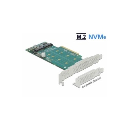 Delock PCI Express x8 Card to 2 x internal NVMe M.2 Key M - Bifurcation - Řadič úložiště - M.2 - M.2 NVMe Card - nízký profil