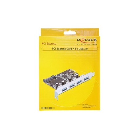 Delock PCI Express Card 4 x USB 3.0 - USB adaptér - PCIe 2.0 - USB 3.0 x 4 89297