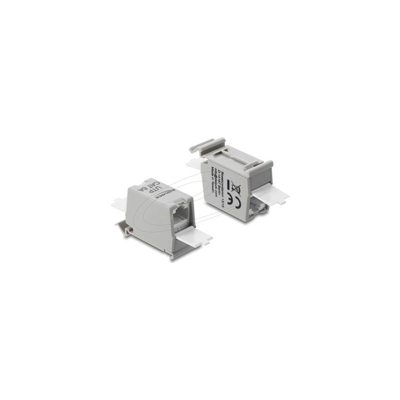 Delock - Sítový propojovací kabel - RJ-45 (F) do RJ-45 (F) - UTP - CAT 6a - vulkanizacní uzáver, montáž na DIN lištu - šedá