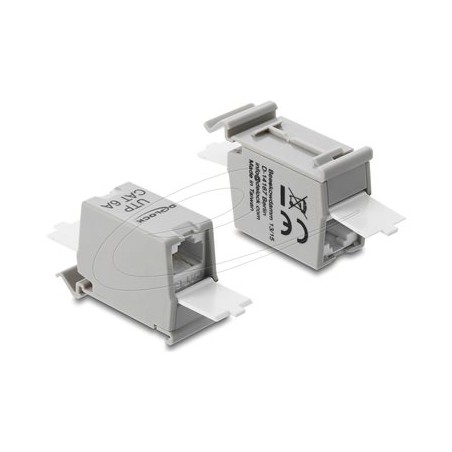 Delock - Sítový propojovací kabel - RJ-45 (F) do RJ-45 (F) - UTP - CAT 6a - vulkanizacní uzáver, montáž na DIN lištu - šedá