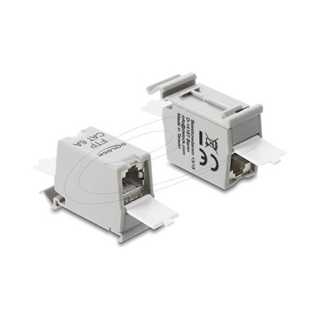 Delock - Sítový propojovací kabel - RJ-45 (F) do RJ-45 (F) - odstínený - CAT 6 - IP20 - gray/white
