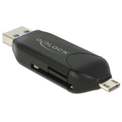 Delock Micro USB OTG Card Reader + USB 3.0 A male - Čtečka karet (MS, MMC, SD, microSD, SDHC, SXC) - USB 2.0/USB 3.0