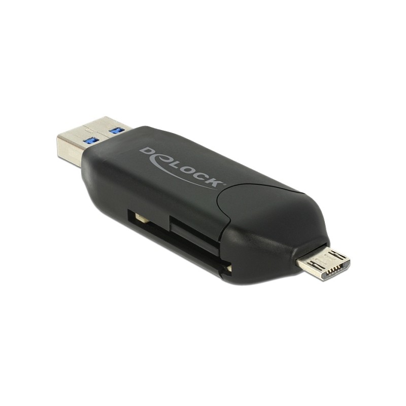 Delock Micro USB OTG Card Reader + USB 3.0 A male - Čtečka karet (MS, MMC, SD, microSD, SDHC, SXC) - USB 2.0/USB 3.0