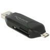 Delock Micro USB OTG Card Reader + USB 3.0 A male - Čtečka karet (MS, MMC, SD, microSD, SDHC, SXC) - USB 2.0/USB 3.0