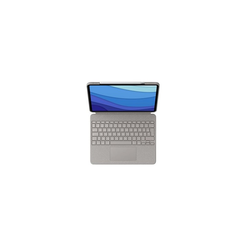 Logitech Combo Touch - Klávesnice a pouzdro - s trackpad - podsvícení - Apple Smart connector - AZERTY - francouzská - písek