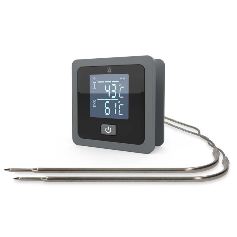 NEDIS chytrý bezdrátový teploměr na maso/ Bluetooth/ 2 sondy/ 0 - 300 °C/ 2x AAA/LR03/ Android/ iOS/ černo-šedý