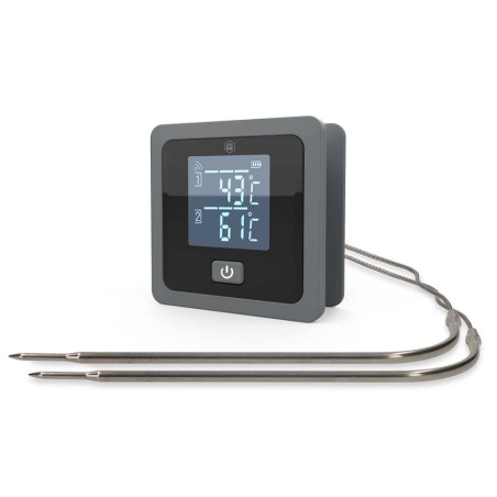 NEDIS chytrý bezdrátový teploměr na maso/ Bluetooth/ 2 sondy/ 0 - 300 °C/ 2x AAA/LR03/ Android/ iOS/ černo-šedý
