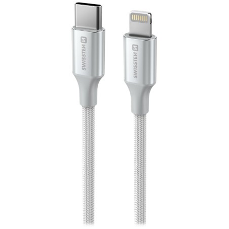 Swissten datový kabeltextile ii usb-c / lightning 1,5 m bílý