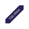 BROTHER TZE-RN34 - kazeta TZ šířky 12mm, TEXTILNÍ páska 4m- pro tvorbu dárků - NELEPÍCÍ - MODRÁ PÁSKA, ZLATÝ POTISK gold