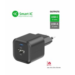 Swissten síťový adaptér 12w 1x usb-c + 1x usb-a černý