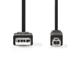 NEDIS kabel USB 2.0/ zástrčka USB-A - zástrčka USB-B/ k tiskárně apod./ černý/ blistr/ 3m