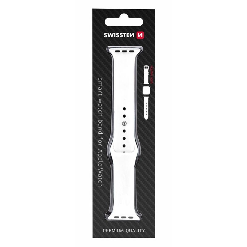 Swissten řemínek pro apple watch silikonový 42 / 44 / 45 / 49 mm bílý