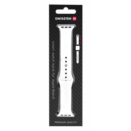 Swissten řemínek pro apple watch silikonový 42 / 44 / 45 / 49 mm bílý