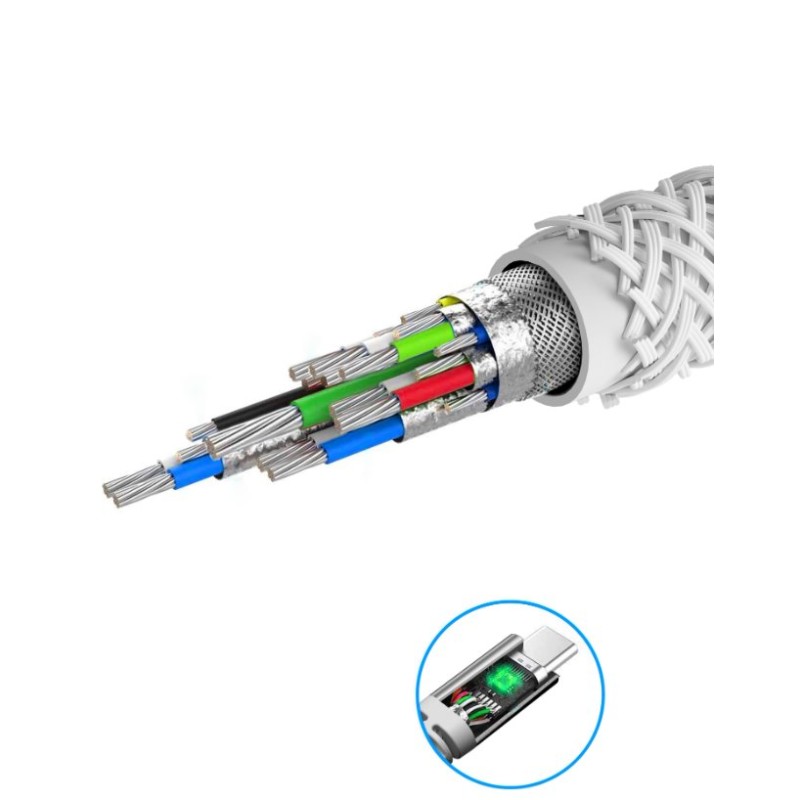 Swissten datový kabel kevlar usb-c / usb-c 1,5 m bílý