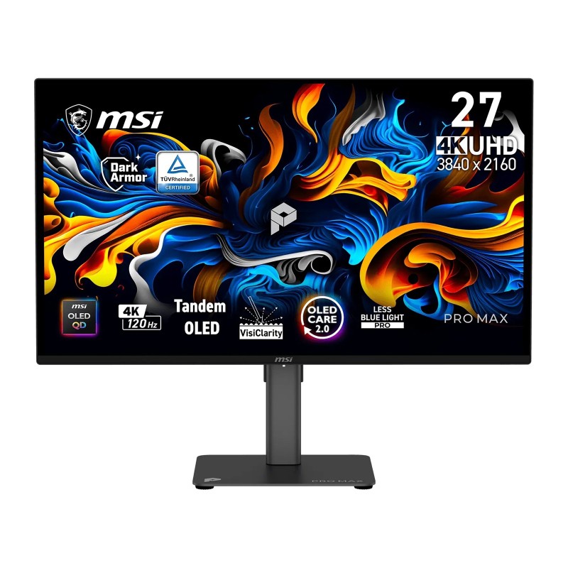 MSI Gaming PRO MAX 271UPX12G/ 26,5"/ 3840x2160 / OLED/ 0,03ms/ 120Hz/ 250cd/m2/ 1500000:1/ HDMI/ DP/ VESA/ černý