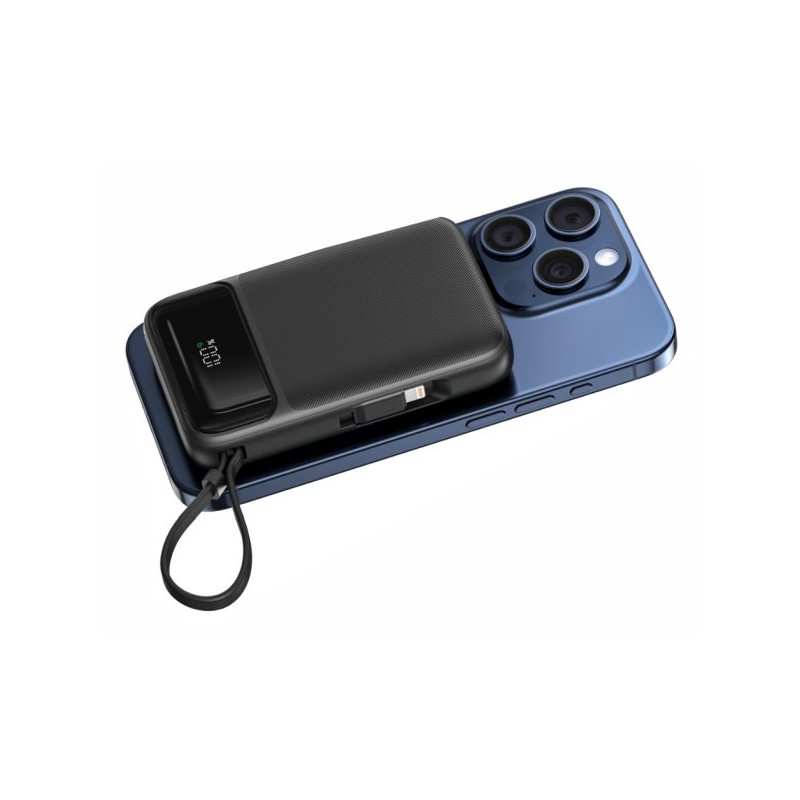 Swissten power bank 10000 mah pd 20w s integrovanými kabely usb-c a lightning (kompatibilní s magsafe)