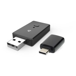 NEDIS bezdrátový audio adaptér do auta 2v1/ Android auto/ Apple Carplay/ AAC/ SBC/ Bluetooth/ USB-C/ černý