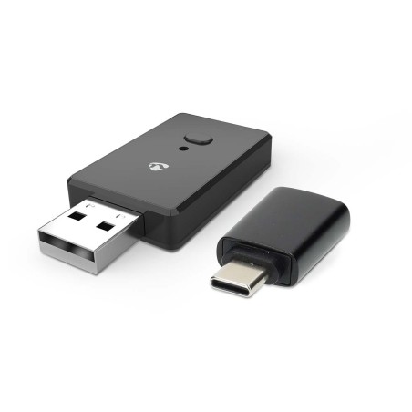 NEDIS bezdrátový audio adaptér do auta 2v1/ Android auto/ Apple Carplay/ AAC/ SBC/ Bluetooth/ USB-C/ černý
