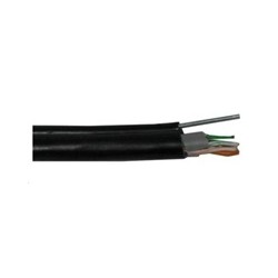 FTP kabel PlanetElite s nosným lankem, Cat5E, drát, venkovní PE+PVC, Fca,černý, 305m