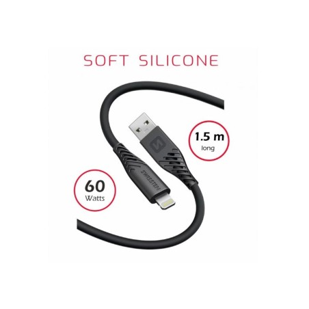 Swissten datový kabel soft silicone usb / lightning 1,5 m 60w černý