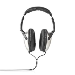 NEDIS kabelová sluchátka/ na uši/ ovládání hlasitosti/ kabel 6 m/ černo-stříbrné