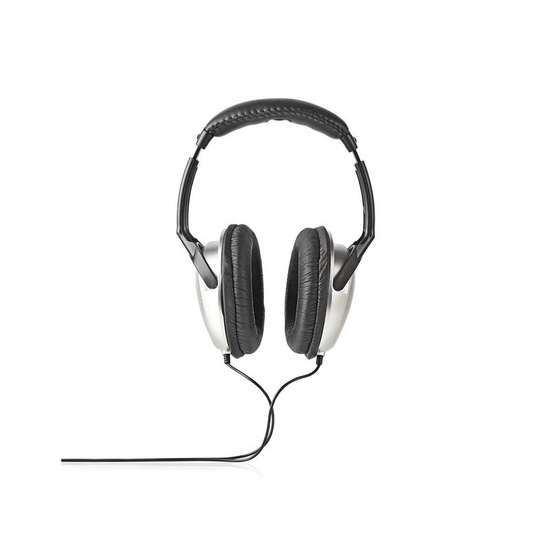 NEDIS kabelová sluchátka/ na uši/ ovládání hlasitosti/ kabel 6 m/ černo-stříbrné