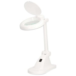NEDIS zvětšovací stolní LED lampa/ čočka 3 + 12 dioptrií/ spotřeba 6 W/ teplota 6500 K/ světelný tok 400 lm/ bílá