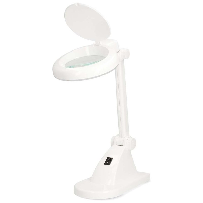 NEDIS zvětšovací stolní LED lampa/ čočka 3 + 12 dioptrií/ spotřeba 6 W/ teplota 6500 K/ světelný tok 400 lm/ bílá