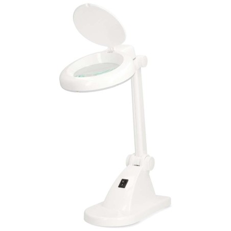 NEDIS zvětšovací stolní LED lampa/ čočka 3 + 12 dioptrií/ spotřeba 6 W/ teplota 6500 K/ světelný tok 400 lm/ bílá