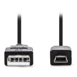 NEDIS kabel USB 2.0/ zástrčka USB-A - 5pinová zástrčka mini USB/ černý/ blistr/ 2m
